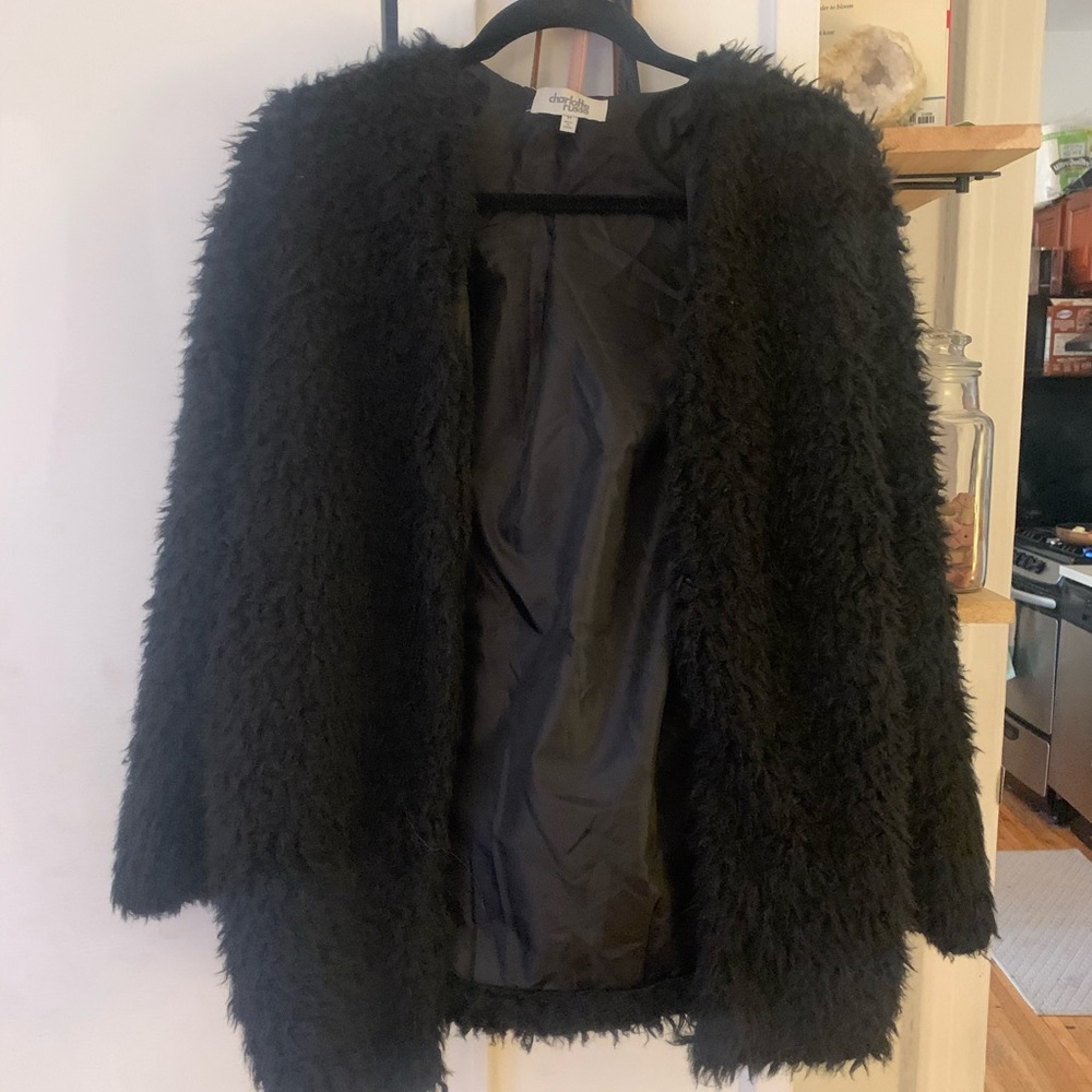 Black fake fur jacket